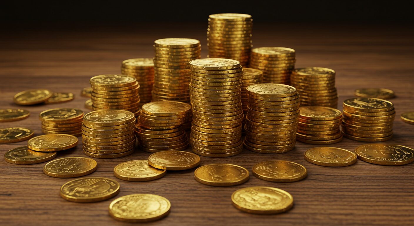 金貨が積み上がっている